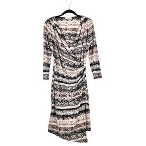 Calvin Klein Faux Wrap Dress Small Animal Print Snake Slinky Work Party Capsule